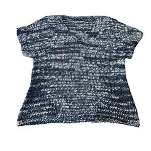 Eileen Fisher Cotton Blend‎ V-Neck Short Sleeve Knit Pullover Sweater Petite L